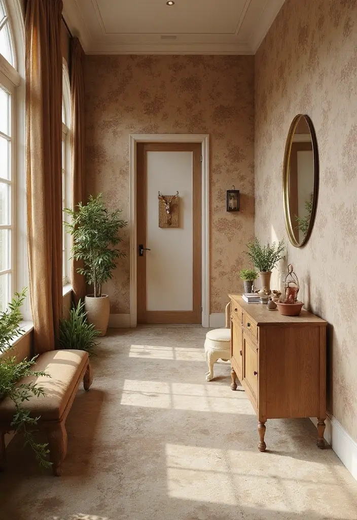 30 Wallpaper Hallway Ideas That Make a Bold Statement 11 30 Wallpaper Hallway Ideas That Make a Bold Statement - 11. Earthy Tones