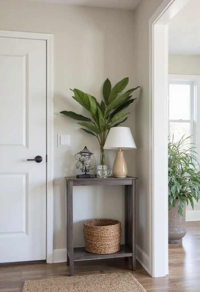 25 Corner Entryway Ideas That Save Space Beautifully 12 25 Corner Entryway Ideas That Save Space Beautifully - 12. Elegant Side Table