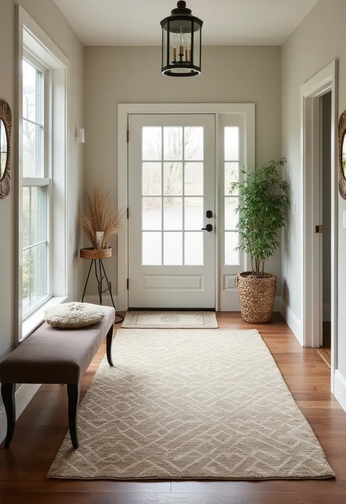 28 Mid Century Modern Entryway Styles That Look Timeless 12 28 Mid Century Modern Entryway Styles That Look Timeless - 12. Layered Rugs