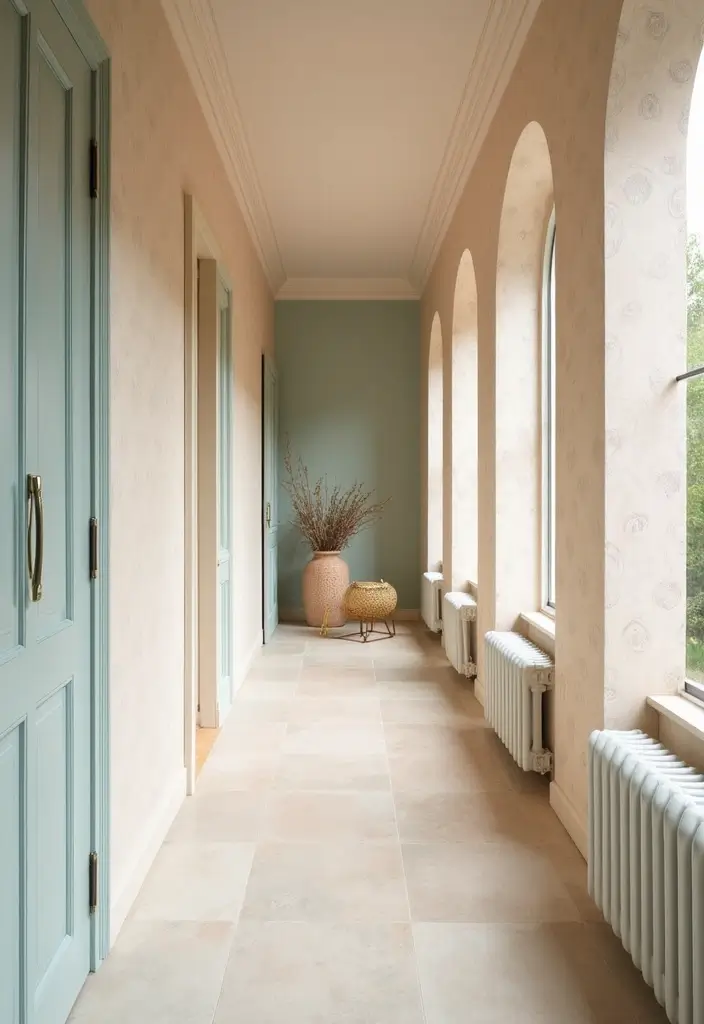 30 Wallpaper Hallway Ideas That Make a Bold Statement 13 30 Wallpaper Hallway Ideas That Make a Bold Statement - 13. Pastel Dreams