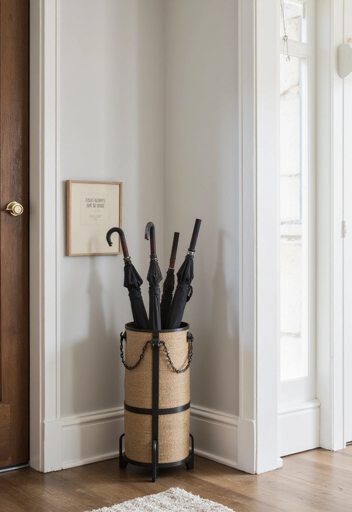 25 Corner Entryway Ideas That Save Space Beautifully 14 25 Corner Entryway Ideas That Save Space Beautifully - 14. Stylish Umbrella Stand