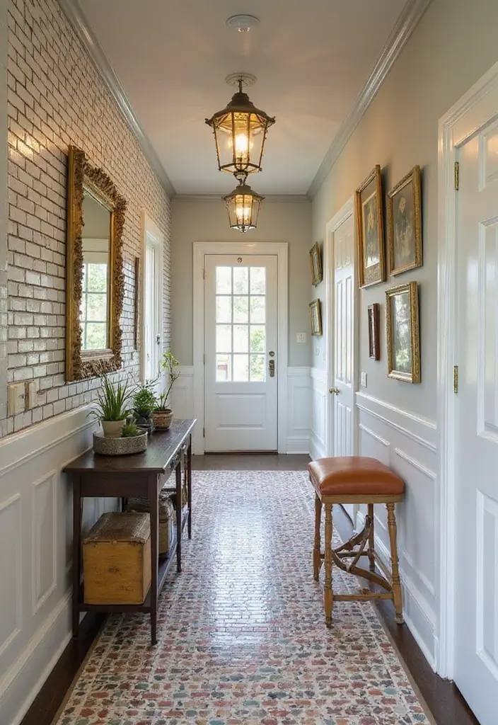 27 Tiled Hallway Inspirations That Add Personality 15 27 Tiled Hallway Inspirations That Add Personality - 15. Vintage Subway and Mosaic Combo