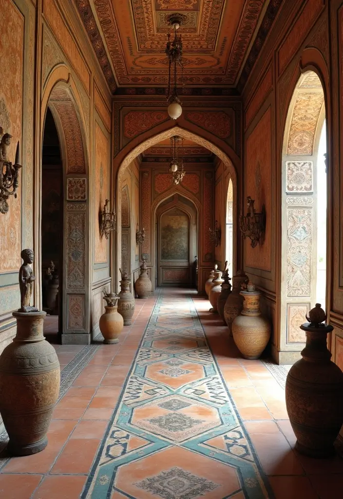 30 Wallpaper Hallway Ideas That Make a Bold Statement 17 30 Wallpaper Hallway Ideas That Make a Bold Statement - 17. Cultural Inspirations