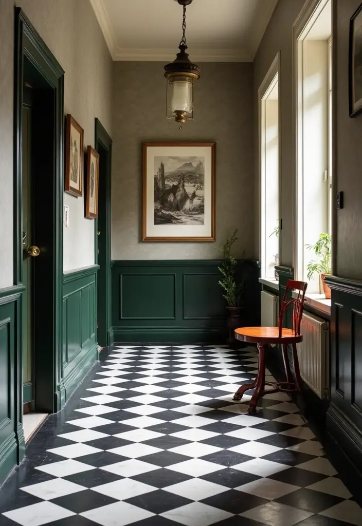 27 Tiled Hallway Inspirations That Add Personality 18 27 Tiled Hallway Inspirations That Add Personality - 18. Retro Checkerboard Charm