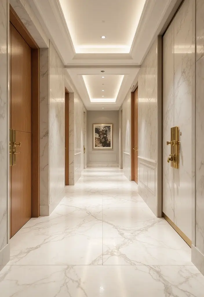 27 Tiled Hallway Inspirations That Add Personality 19 27 Tiled Hallway Inspirations That Add Personality - 19. Elegant Marble Designs