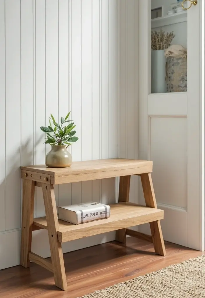 25 Corner Entryway Ideas That Save Space Beautifully 20 25 Corner Entryway Ideas That Save Space Beautifully - 20. Foldable Step Stool