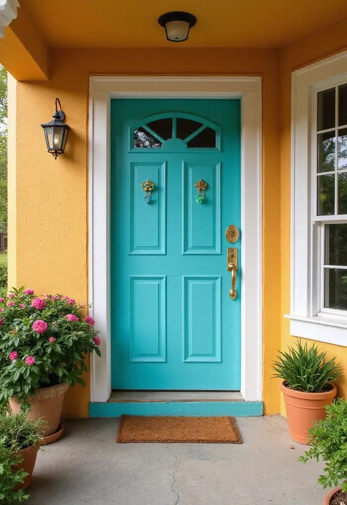 28 Mid Century Modern Entryway Styles That Look Timeless 21 28 Mid Century Modern Entryway Styles That Look Timeless - 21. Colorful Door Hardware