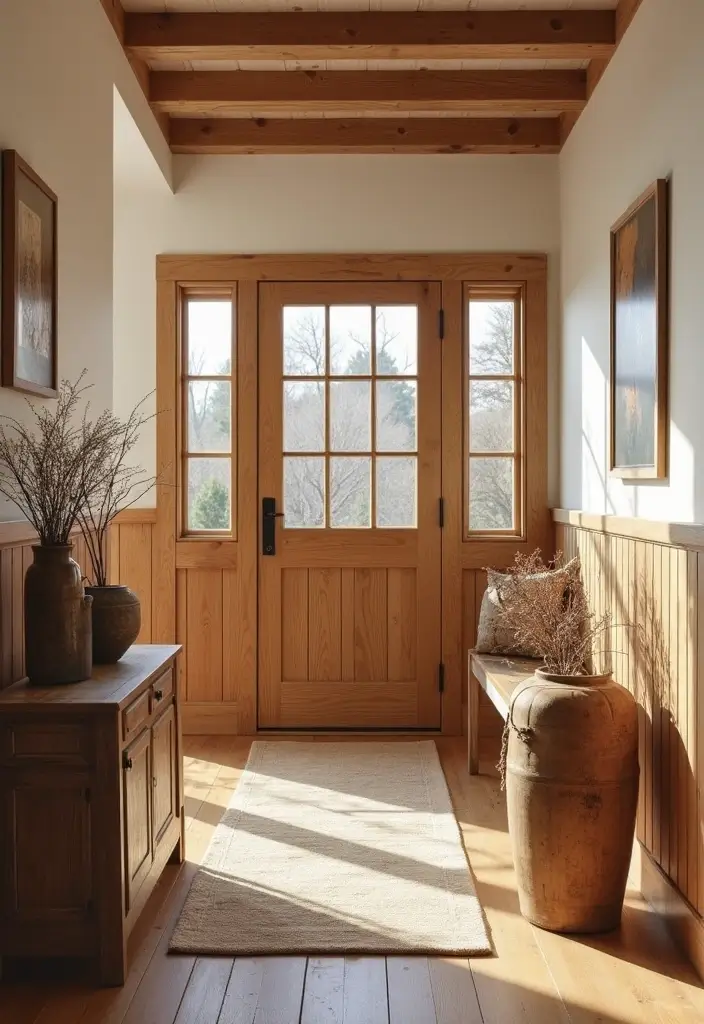 29 Wainscoting Entryway Ideas That Add Instant Character 21 29 Wainscoting Entryway Ideas That Add Instant Character - 21. Natural Wood Stain Wainscoting