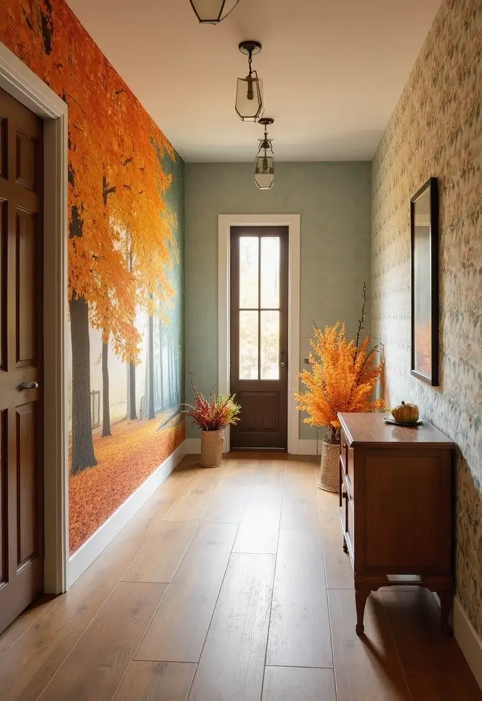 30 Wallpaper Hallway Ideas That Make a Bold Statement 21 30 Wallpaper Hallway Ideas That Make a Bold Statement - 21. Seasonal Switch