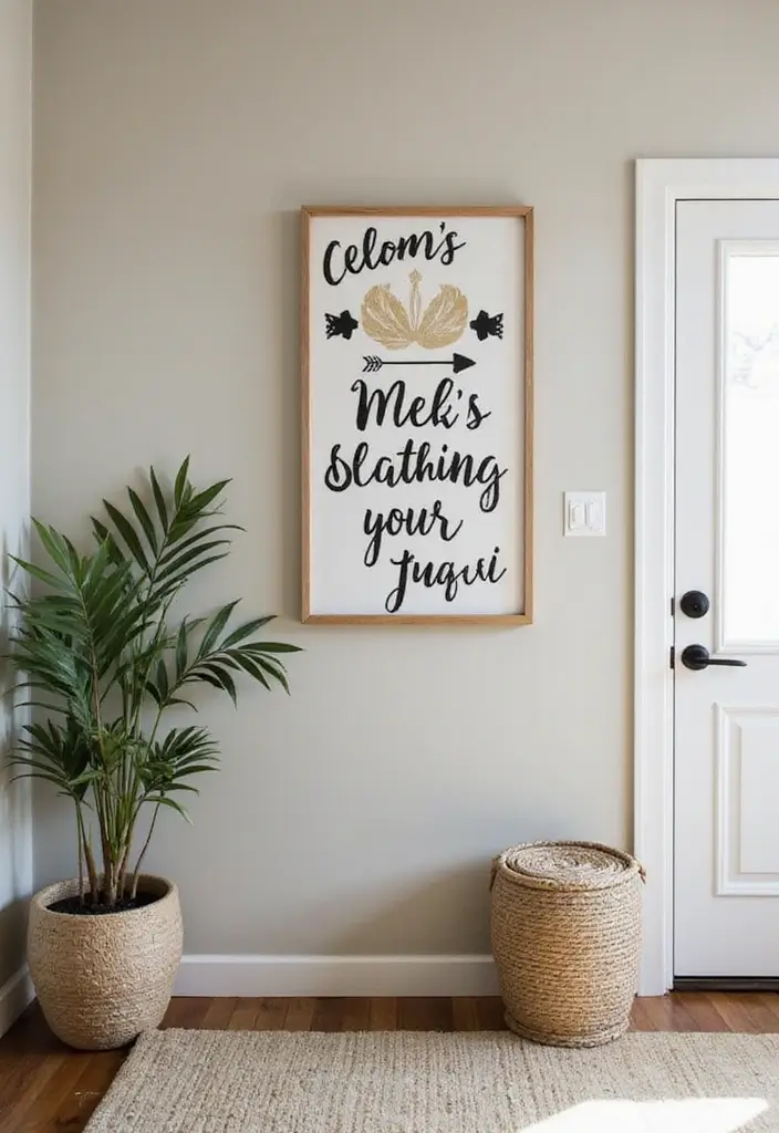 25 Corner Entryway Ideas That Save Space Beautifully 22 25 Corner Entryway Ideas That Save Space Beautifully - 22. Chic Entryway Signage