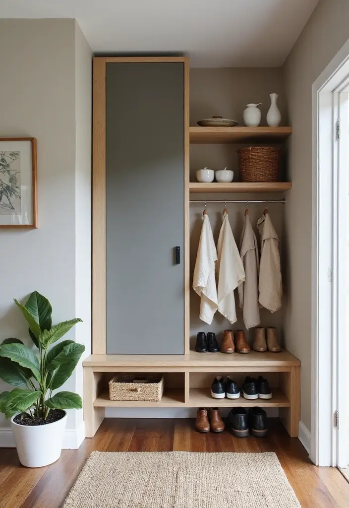 28 Mid Century Modern Entryway Styles That Look Timeless 23 28 Mid Century Modern Entryway Styles That Look Timeless - 23. Stylish Footwear Storage