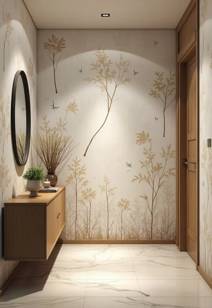 30 Wallpaper Hallway Ideas That Make a Bold Statement 23 30 Wallpaper Hallway Ideas That Make a Bold Statement - 23. Nature Motifs