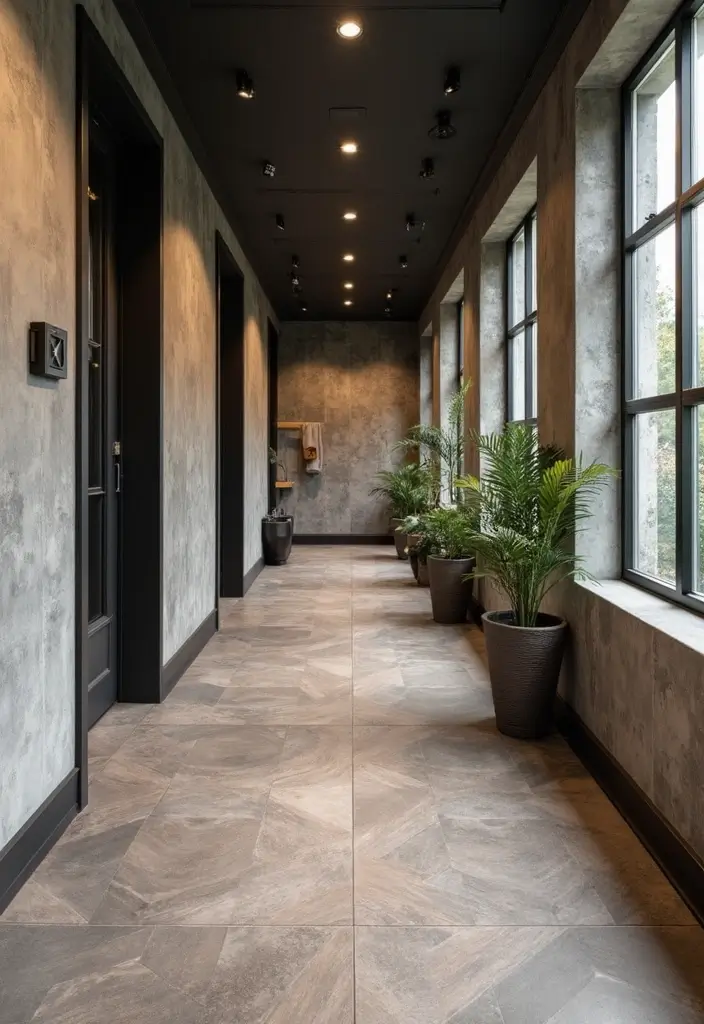27 Tiled Hallway Inspirations That Add Personality 26 27 Tiled Hallway Inspirations That Add Personality - 26. Industrial Chic Tiles
