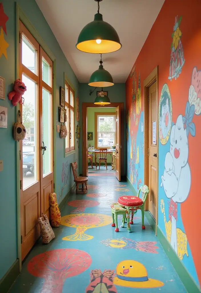 30 Wallpaper Hallway Ideas That Make a Bold Statement 25 30 Wallpaper Hallway Ideas That Make a Bold Statement - 25. Whimsical Murals