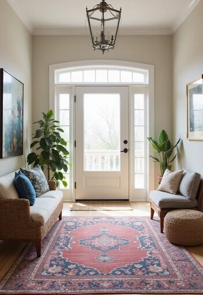 25 Apartment Entryway Ideas That Work in Tight Spaces 13 25 Apartment Entryway Ideas That Work in Tight Spaces - 13. Functional Rugs