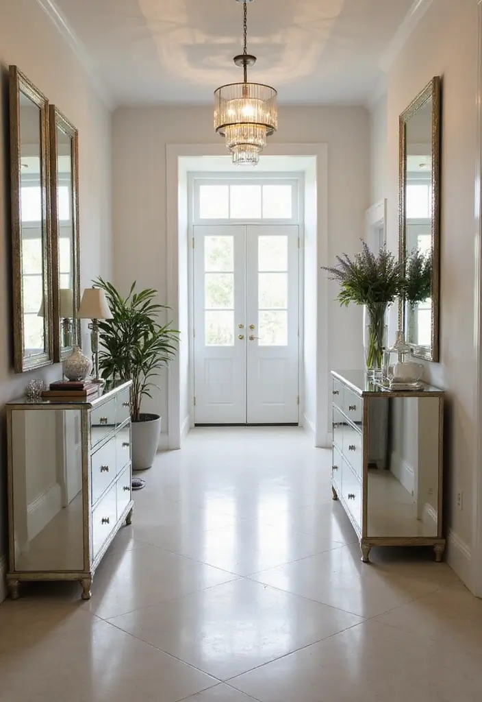 25 Entry Hallway Ideas That Feel Inviting and Functional 21 25 Entry Hallway Ideas That Feel Inviting and Functional - 21. Reflective Surfaces