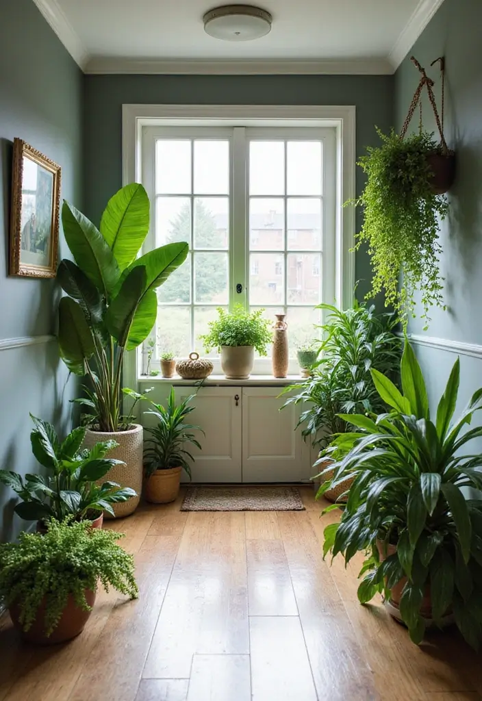 25 Entry Hallway Ideas That Feel Inviting and Functional 22 25 Entry Hallway Ideas That Feel Inviting and Functional - 22. Planter Arrangements