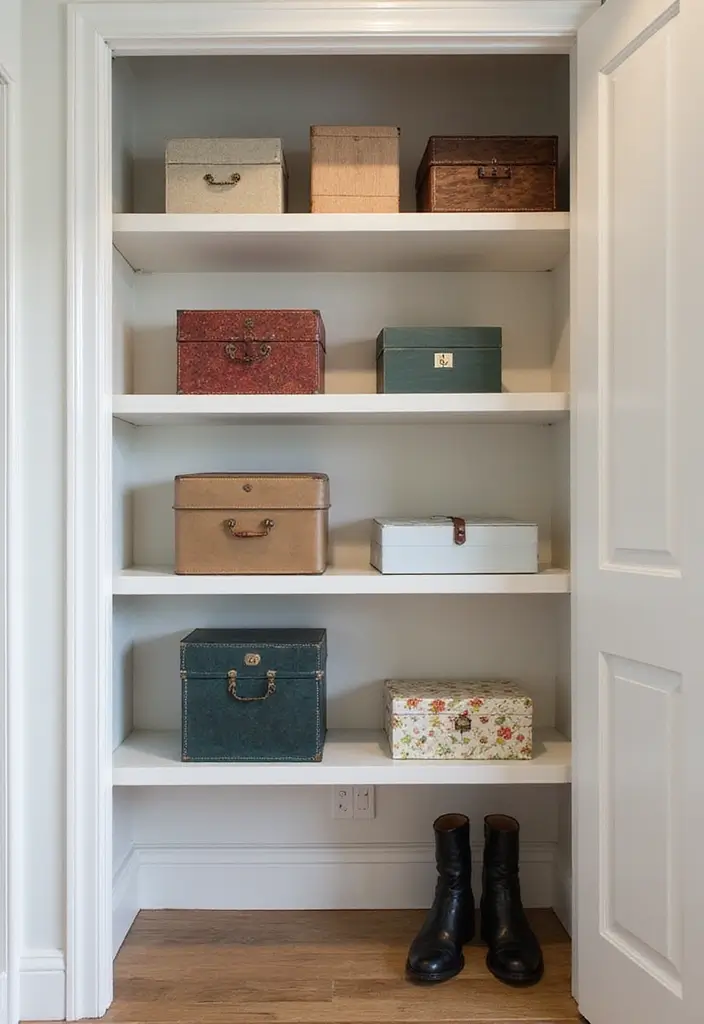 25 Entryway Closet Ideas That Maximize Storage 18 25 Entryway Closet Ideas That Maximize Storage - 18. Decorative Boxes for Style