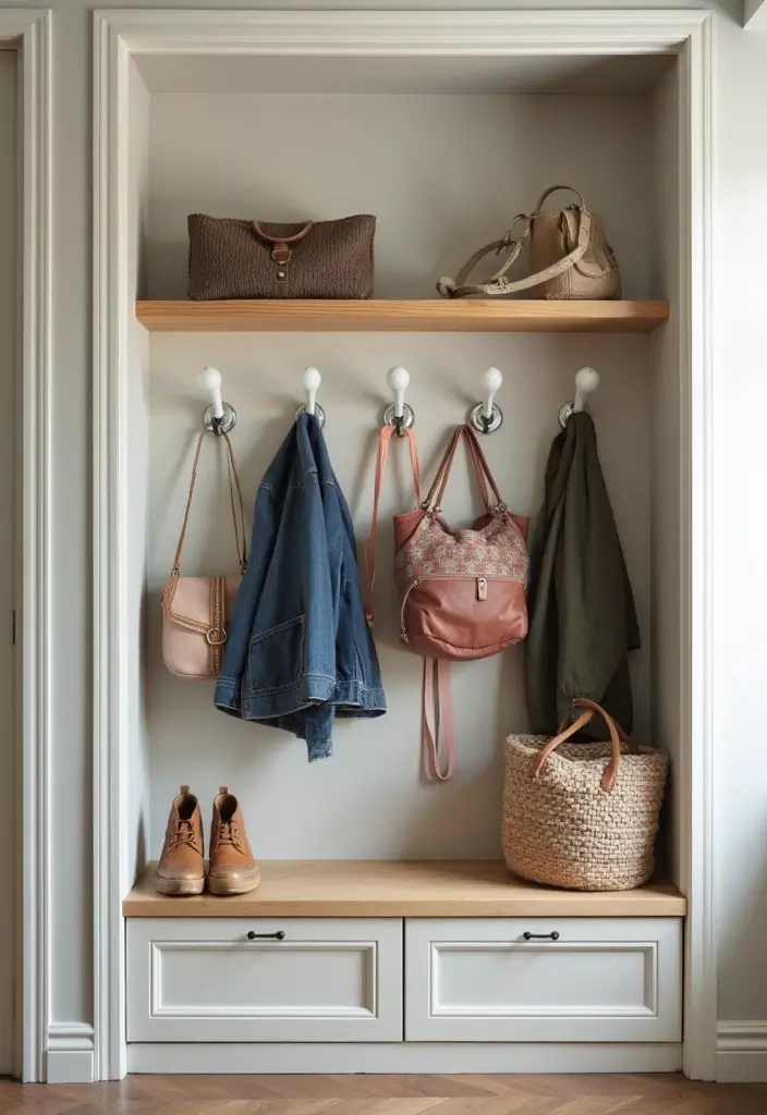 25 Entryway Closet Ideas That Maximize Storage 2 25 Entryway Closet Ideas That Maximize Storage - 2. The Power of Hooks