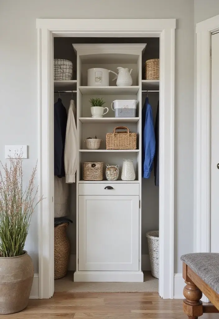 25 Entryway Closet Ideas That Maximize Storage 3 25 Entryway Closet Ideas That Maximize Storage - 3. Slim Storage Solutions