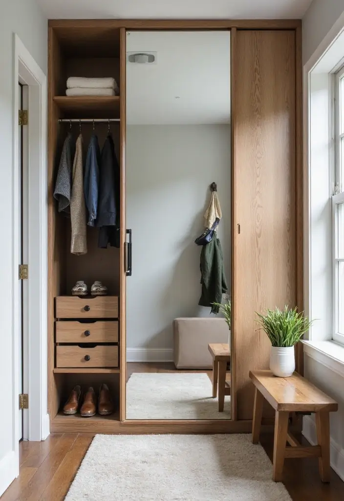 25 Entryway Closet Ideas That Maximize Storage 9 25 Entryway Closet Ideas That Maximize Storage - 9. Mirror Magic