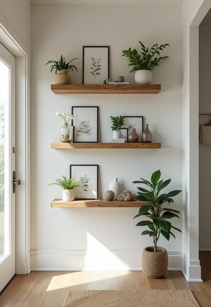 25 Entryway Design Ideas That Balance Form and Function - 21. Creative Wall Shelving