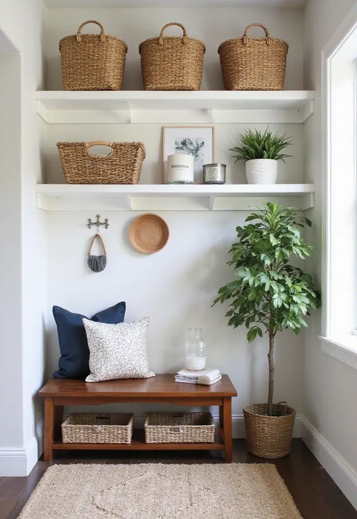 25 Entryway Design Ideas That Balance Form and Function - 24. Organized Baskets