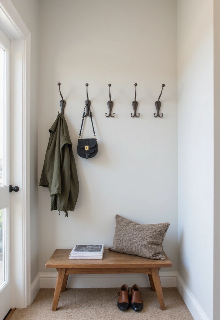 25 Entryway Design Ideas That Balance Form and Function - 9. Chic Coat Hooks