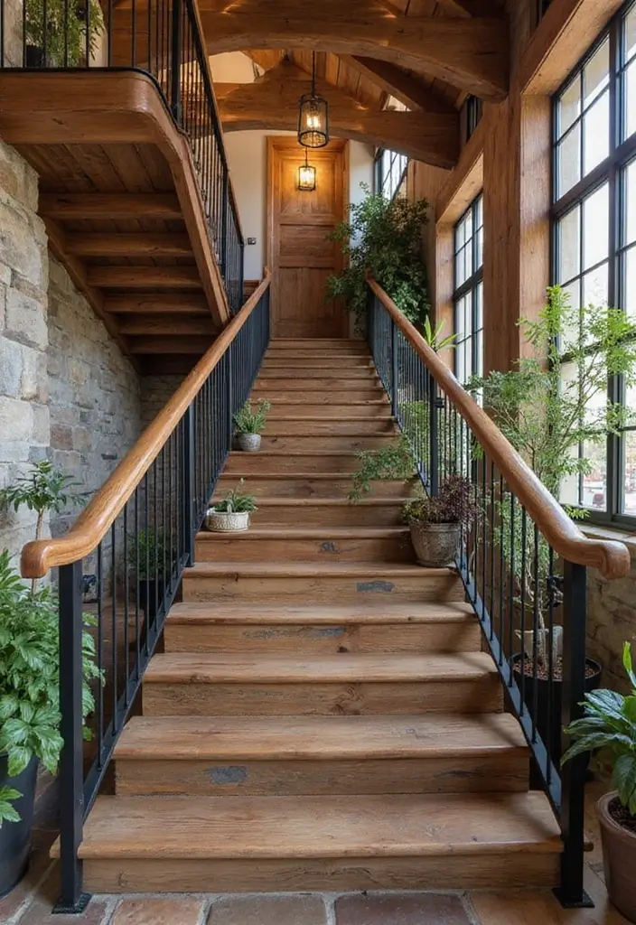 25 Entryway Stairs Designs That Blend Style and Function 1 25 Entryway Stairs Designs That Blend Style and Function - 1. Rustic Wood Charm