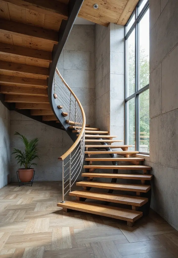 25 Entryway Stairs Designs That Blend Style and Function 12 25 Entryway Stairs Designs That Blend Style and Function - 12. Multi-Material Marvels