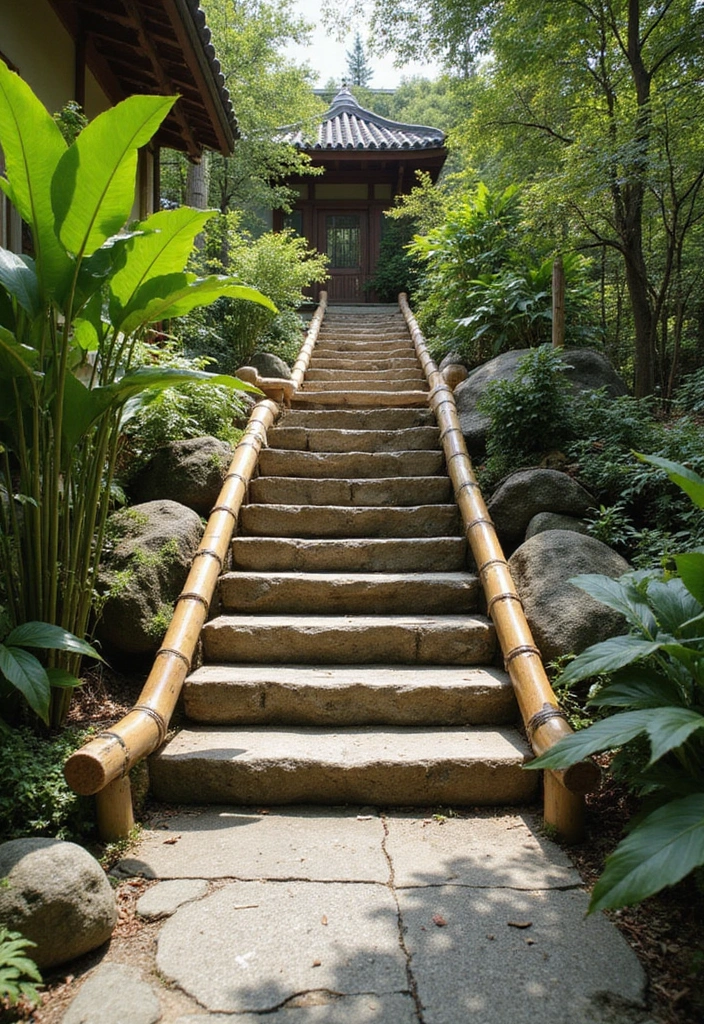 25 Entryway Stairs Designs That Blend Style and Function 14 25 Entryway Stairs Designs That Blend Style and Function - 14. Zen Serenity