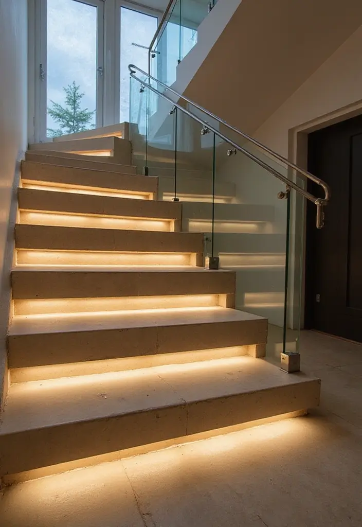 25 Entryway Stairs Designs That Blend Style and Function 2 25 Entryway Stairs Designs That Blend Style and Function - 2. Sleek Modern Lines
