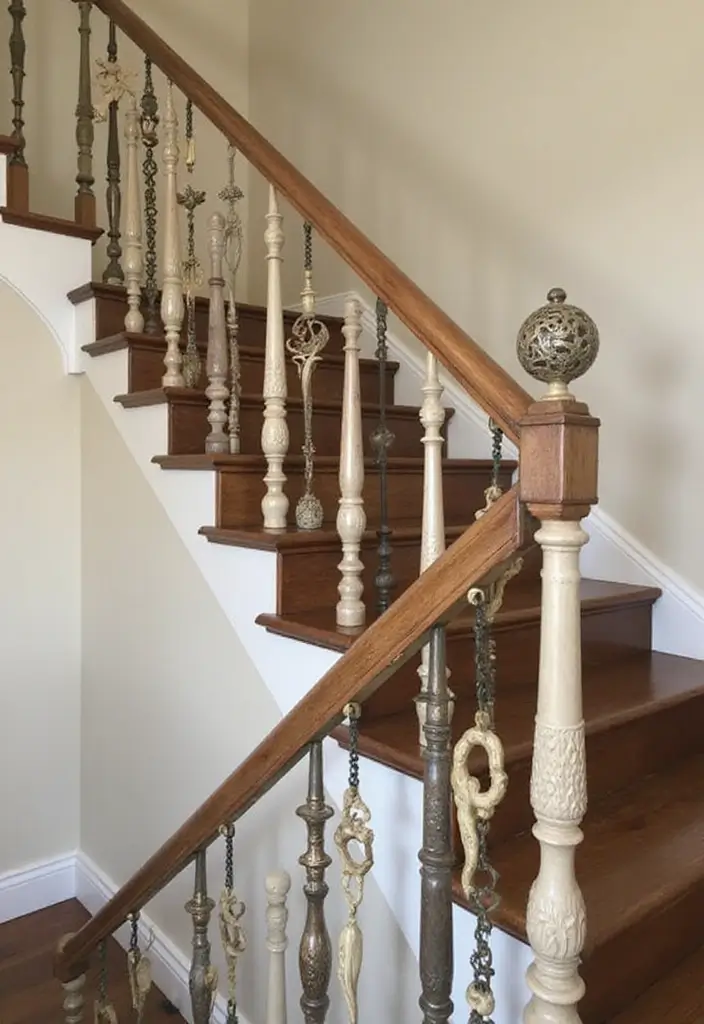 25 Entryway Stairs Designs That Blend Style and Function 21 25 Entryway Stairs Designs That Blend Style and Function - 21. Decorative Balusters