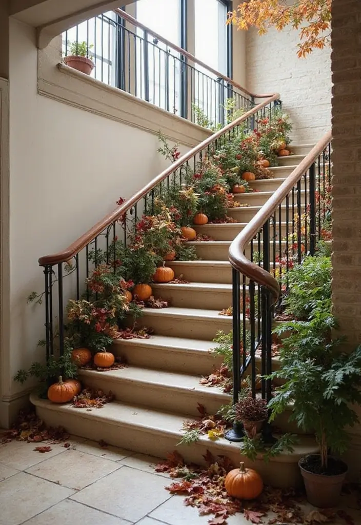 25 Entryway Stairs Designs That Blend Style and Function 25 25 Entryway Stairs Designs That Blend Style and Function - 25. Seasonal Decor Adaptations