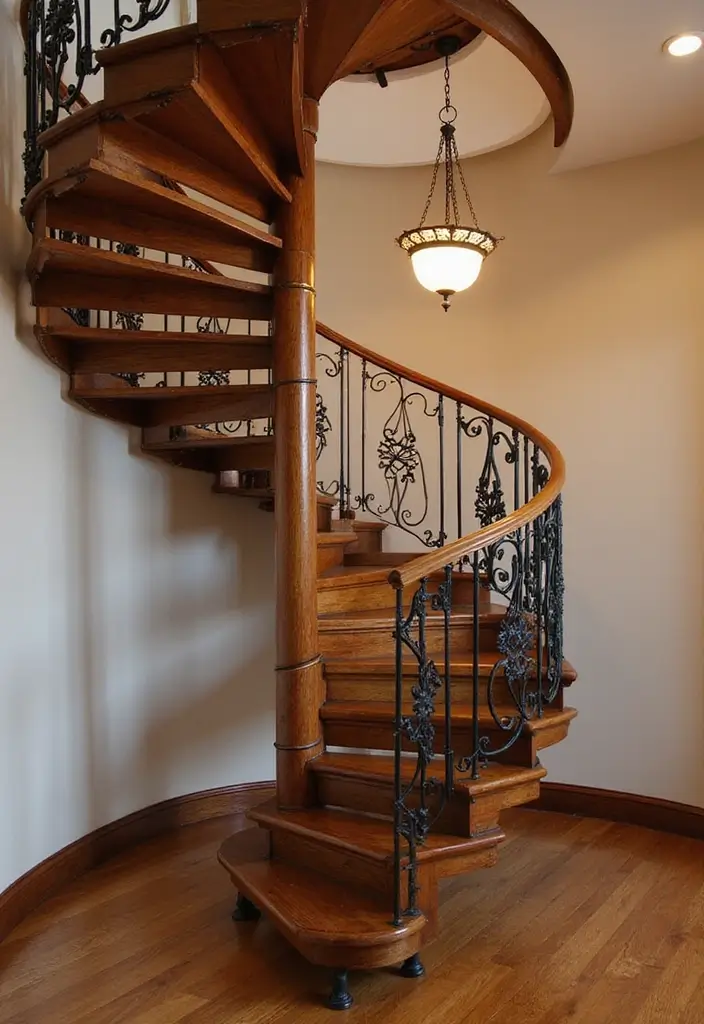25 Entryway Stairs Designs That Blend Style and Function 4 25 Entryway Stairs Designs That Blend Style and Function - 4. Spiral Staircase Elegance