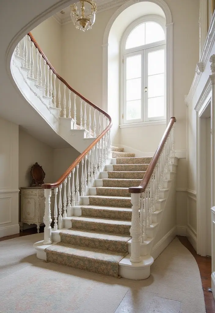 25 Entryway Stairs Designs That Blend Style and Function 7 25 Entryway Stairs Designs That Blend Style and Function - 7. Vintage Revival