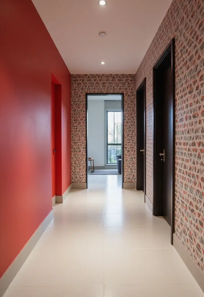 25 Hallway Ideas Modern That Feel Sleek and Trendy 7 25 Hallway Ideas Modern That Feel Sleek and Trendy - 7. Bold Accent Wall