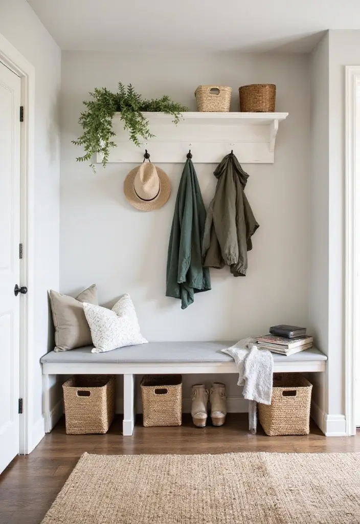 25 Open Entryway Ideas That Blend Rooms Seamlessly 2 25 Open Entryway Ideas That Blend Rooms Seamlessly - 2. Create a Functional Mudroom Effect