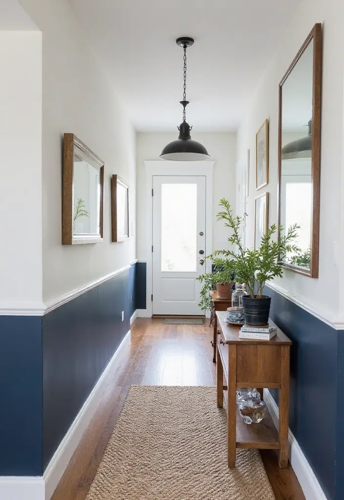 26 Blue Hallway Styles That Feel Calm and Refreshing 4 26 Blue Hallway Styles That Feel Calm and Refreshing - 4. Nautical Navy with White Accents