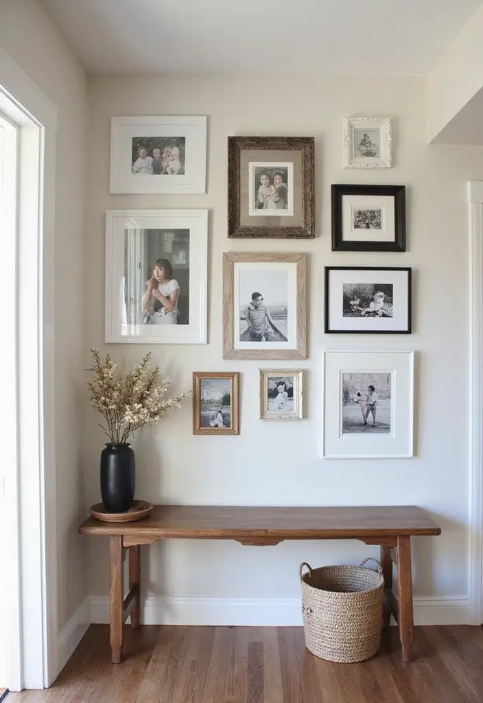 26 Entryway Wall Ideas That Turn Blank Spaces into Features 1 26 Entryway Wall Ideas That Turn Blank Spaces into Features - 1. Gallery Wall of Family Memories