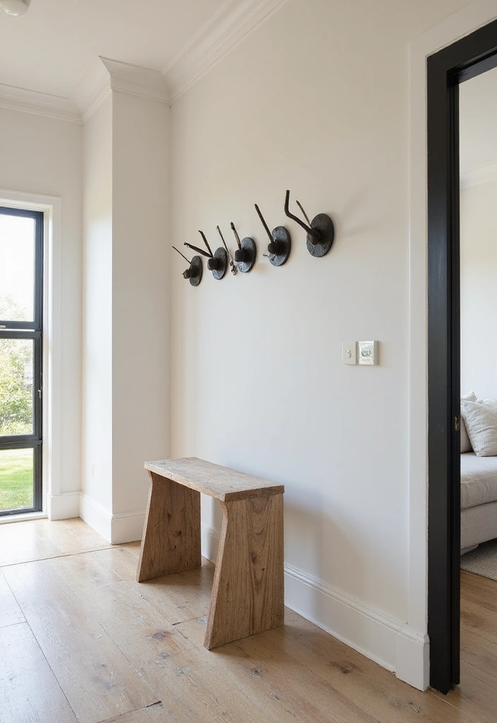 26 Entryway Wall Ideas That Turn Blank Spaces into Features 14 26 Entryway Wall Ideas That Turn Blank Spaces into Features - 14. Artistic Wall Hooks