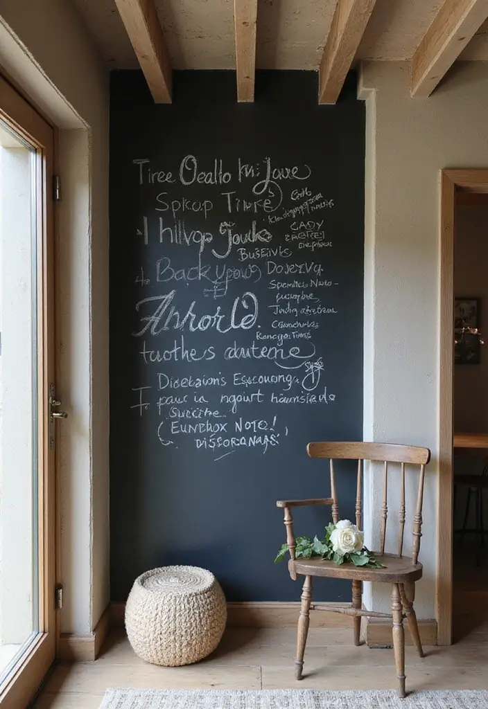 26 Entryway Wall Ideas That Turn Blank Spaces into Features 15 26 Entryway Wall Ideas That Turn Blank Spaces into Features - 15. Chalkboard Wall for Notes