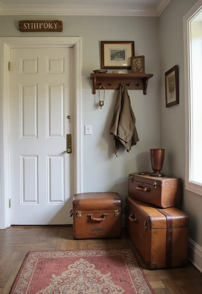 26 Entryway Wall Ideas That Turn Blank Spaces into Features 22 26 Entryway Wall Ideas That Turn Blank Spaces into Features - 22. Vintage Finds