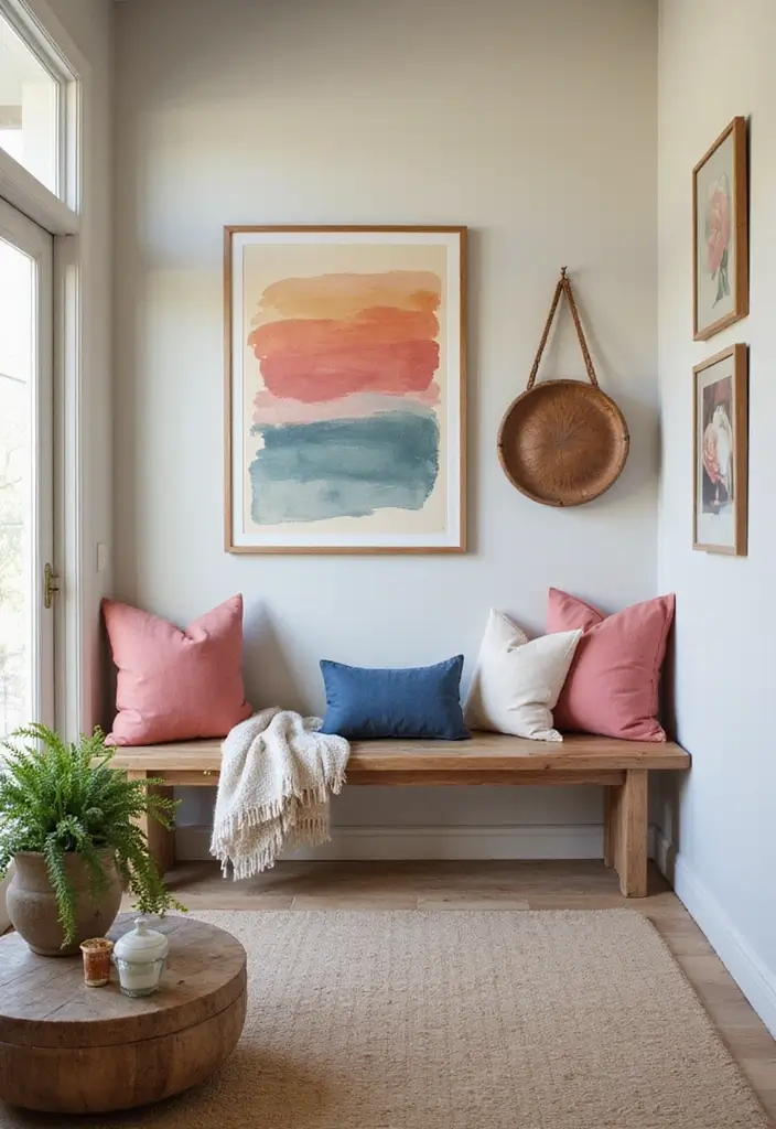 26 Entryway Wall Ideas That Turn Blank Spaces into Features 23 26 Entryway Wall Ideas That Turn Blank Spaces into Features - 23. Color-coordinated Accessories