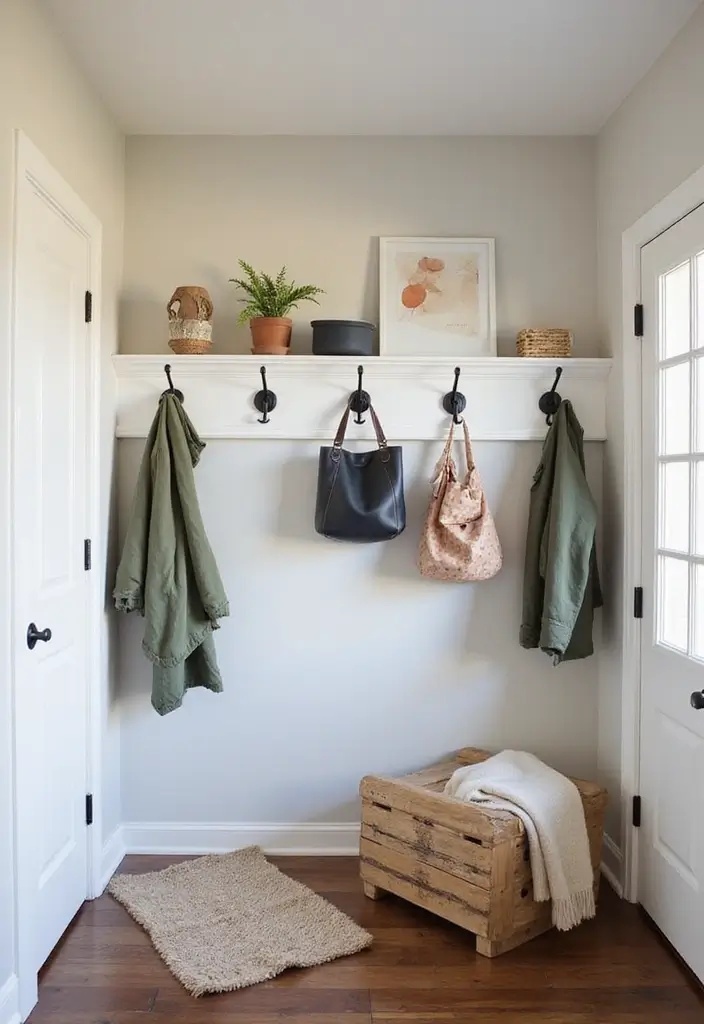 26 Entryway Wall Ideas That Turn Blank Spaces into Features 5 26 Entryway Wall Ideas That Turn Blank Spaces into Features - 5. Stylish Hooks for Coats and Bags