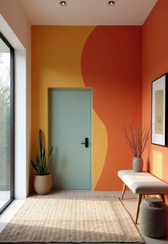 26 Entryway Wall Ideas That Turn Blank Spaces into Features 7 26 Entryway Wall Ideas That Turn Blank Spaces into Features - 7. Colorful Accent Walls