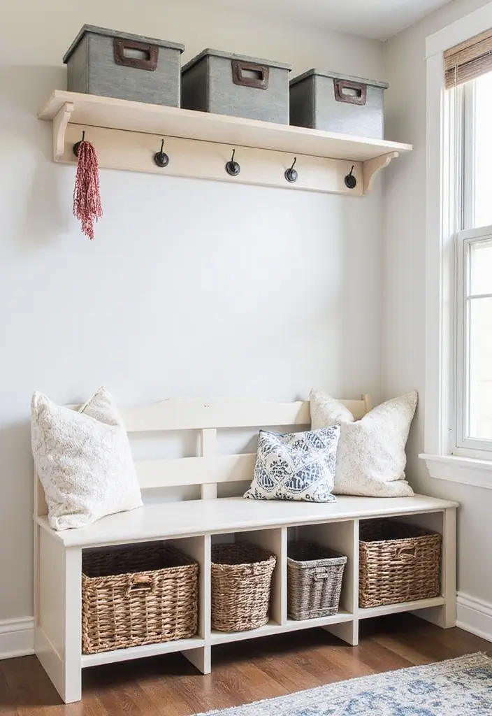 26 Entryway Wall Ideas That Turn Blank Spaces into Features 8 26 Entryway Wall Ideas That Turn Blank Spaces into Features - 8. Creative Storage Solutions