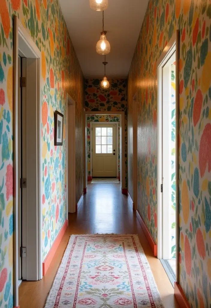 26 Narrow Entryway Decor Hacks to Add Style Instantly 13 26 Narrow Entryway Decor Hacks to Add Style Instantly - 13. Funky Wallpaper
