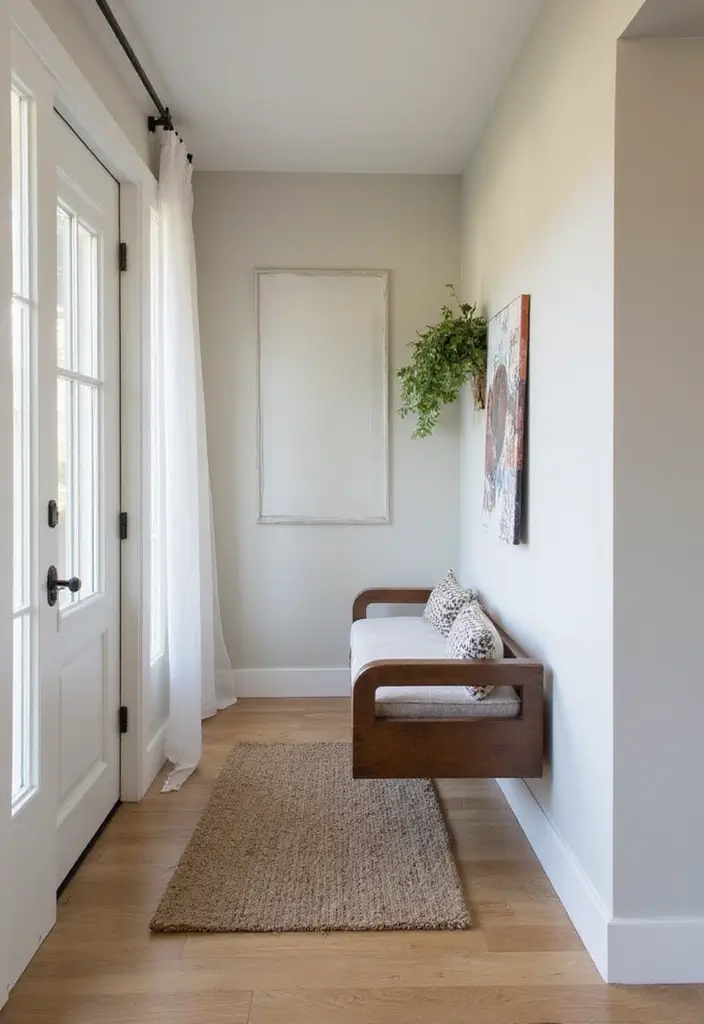 26 Narrow Entryway Decor Hacks to Add Style Instantly 14 26 Narrow Entryway Decor Hacks to Add Style Instantly - 14. Floating Benches