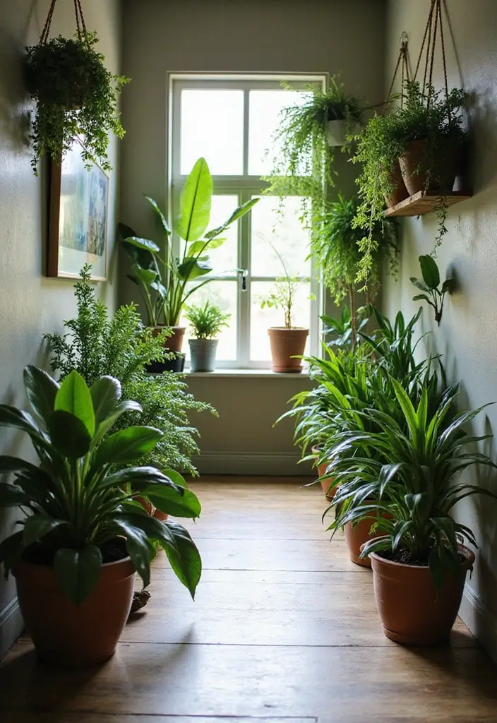 26 Narrow Entryway Decor Hacks to Add Style Instantly 15 26 Narrow Entryway Decor Hacks to Add Style Instantly - 15. Greenery for Freshness